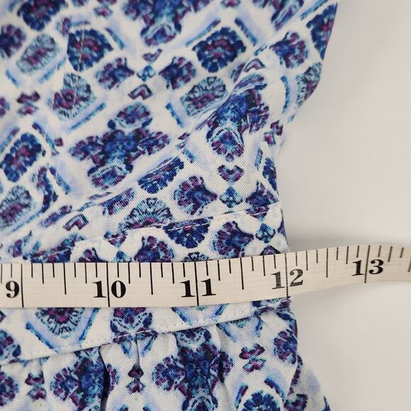 American Eagle Outfitters Button Up Romper Size XXS Blue Abstract Playsuit Boho - Picture 10 of 10